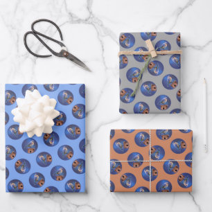 Feuille De Papier Cadeau Peinture féminine d'oiseau bleu de l'Est Art d'ori