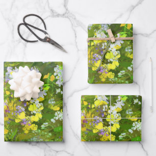 Feuille De Papier Cadeau Peinture fleur sauvage Impasto - Art Fleur Origina