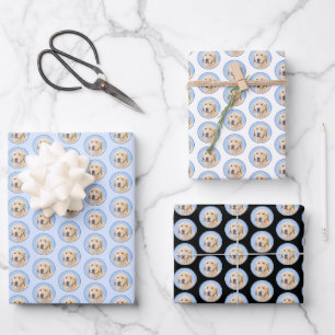 Feuille De Papier Cadeau Peinture Golden Retriever - Joli art original chie