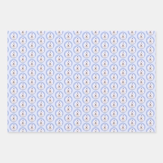 Feuille De Papier Cadeau Peinture maltaise - Joli art original pour chien (Devant)