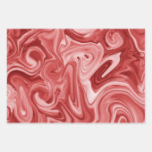 Feuille De Papier Cadeau Peinture marbrée Couleurs de Noël Rouge Vert Champ (Devant 3)