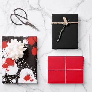 Feuille De Papier Cadeau Peinture noire, blanche et rouge
