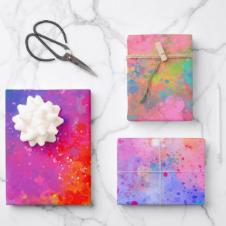 Feuille De Papier Cadeau Peinture violette et rose