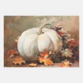 Feuille De Papier Cadeau Peintures Citrouilles rustiques Set Découpage (Devant)