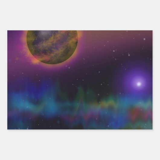 Feuille De Papier Cadeau Peintures numériques spatiales (Devant 3)