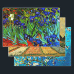 Feuille De Papier Cadeau Peintures populaires de Van Gogh, ensemble de troi<br><div class="desc">Lits de fleurs en Hollande,  tableau bien-aimé de Vincent van Gogh,  Irises et fleurs d'amandes</div>