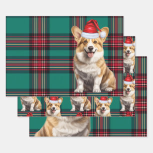 Feuille De Papier Cadeau Pembroke Welsh Corgi Chien vacances Jeu Noël