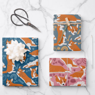 Feuille De Papier Cadeau Pembroke Welsh Corgi en trois couleurs Wrapper Pap