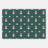 Feuille De Papier Cadeau Penguin Père Noël Green Joyeux Joyeux motif de Noë (Devant 3)