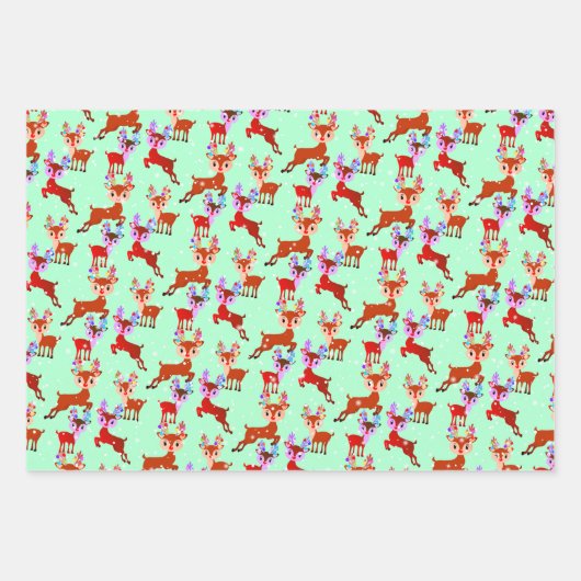 Feuille De Papier Cadeau Penguin Reindeer Père Noël Elf Noël (Devant 3)