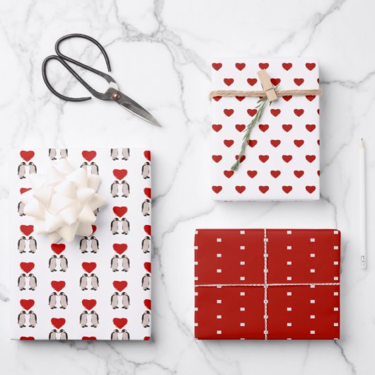 Feuille De Papier Cadeau Penguin Valentines (Recto)