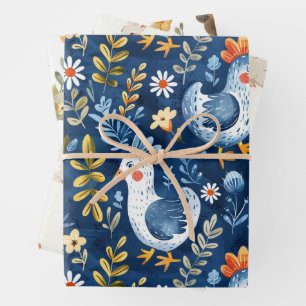 Feuille De Papier Cadeau Pépinière de poulet au saumon bleu sans soudure mo