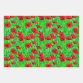 Feuille De Papier Cadeau Pépites rouges dans un champ vert (Devant 2)