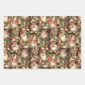 Feuille De Papier Cadeau Père Noël À L'Ancienne Mode Avec Des Wreath (Devant 3)