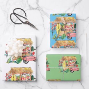 Feuille De Papier Cadeau Père Noël avec la glace rasée Mele Kalikimaka