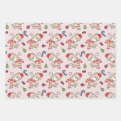 Feuille De Papier Cadeau Père Noël Cat Noël Motif rose (Devant 3)