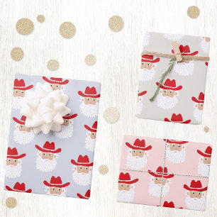 Feuille De Papier Cadeau Père Noël Cow-boy Noël occidental