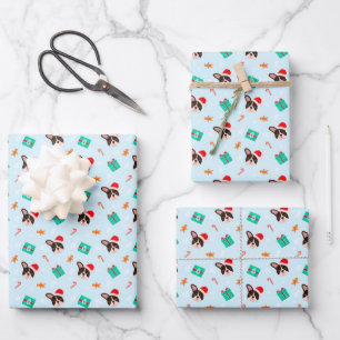 Feuille De Papier Cadeau Père Noël de Noël Chien Bouledogue Français Cookie