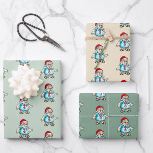 Feuille De Papier Cadeau Père Noël décontracté en sandales