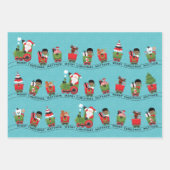 Feuille De Papier Cadeau Père Noël et Black Boy en train (Devant)