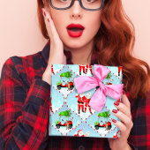 Feuille De Papier Cadeau Père Noël Et Mme Claus Golfing Ogee Motif