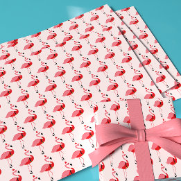 Feuille De Papier Cadeau Père Noël Flamant rose rose Noël Motif de Noël