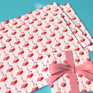 Feuille De Papier Cadeau Père Noël Flamant rose rose Noël Motif de Noël