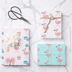 Feuille De Papier Cadeau Père Noël Flamingo Pattern Amusant rose Tropical N