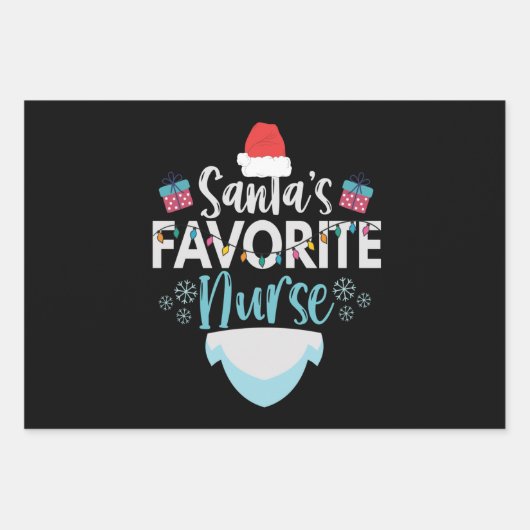 Feuille De Papier Cadeau Père Noël Infirmière préférée Funny Noël Infirmièr (Devant)