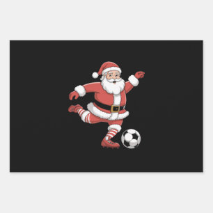 Feuille De Papier Cadeau Père Noël Joue au Football Noël Sports