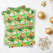 Feuille De Papier Cadeau Père Noël Jouer Golf En Floride Ogee Noël