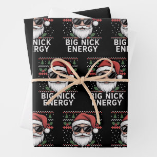 Feuille De Papier Cadeau Père Noël Noël Big Nick Energy Fête Drôle
