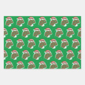 Feuille De Papier Cadeau Père Noël noire, Joyeux Noël Tout, Bleu Rose Vert (Devant 3)