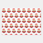 Feuille De Papier Cadeau Père Noël Owl, Christmas Tree & Poinsettia (Devant)