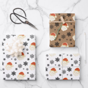 Feuille De Papier Cadeau Père Noël Père Noël Illustration de neige