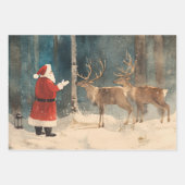 Feuille De Papier Cadeau Père Noël Reindeer Noël (Devant)