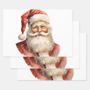 Feuille De Papier Cadeau Père Noël rétro