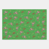 Feuille De Papier Cadeau Père Noël Riding Red Train Gold Stations Joyeux No (Devant)