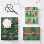 Feuille De Papier Cadeau Père Noël Squatch Club Assortiment Funny Christmas<br><div class="desc">Personnalisez votre mignon assortiment de feuilles de papier d'emballage de Noël drôles avec ce modèle rétro Père Noël Squatch. Bigfoot est difficile à repérer et Père Noël aussi... coïncidence ? Mon oeuvre originale Bigfoot in a Santa Hat est créée à partir de coutures graphiques d'images en cuir pour que chaque...</div>