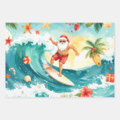 Feuille De Papier Cadeau Père Noël surfeur (Devant 3)