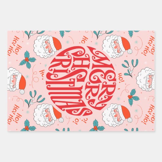 Feuille De Papier Cadeau Père Noël tout sur imprimer Collection Joyful Grem (Devant 2)