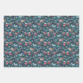 Feuille De Papier Cadeau Père Noël's Sleigh Ride North Pôle Motif (Devant)