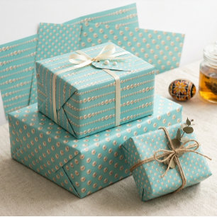 Feuille De Papier Cadeau Perle Élégante & Turquoise 