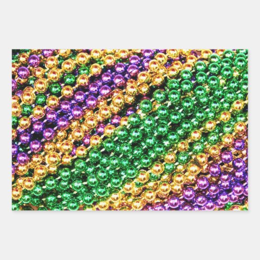 Feuille De Papier Cadeau Perles Mardi Gras (Devant 3)
