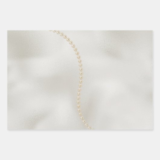 Feuille De Papier Cadeau Perles White Luxe (Devant)