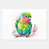 Feuille De Papier Cadeau Perroquet vert - Bébé mignon oiseau (Devant)