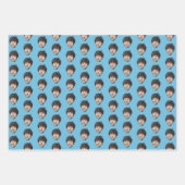 Feuille De Papier Cadeau Personalized Funny Blue Custom Face Photo (Devant)