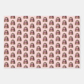 Feuille De Papier Cadeau Personalized Funny Blush Pink Custom Face Photo (Devant 3)