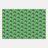 Feuille De Papier Cadeau Personalized Funny Green Custom Face Photo (Devant 3)