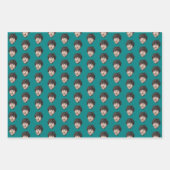 Feuille De Papier Cadeau Personalized Funny Teal Custom Face Photo (Devant 2)